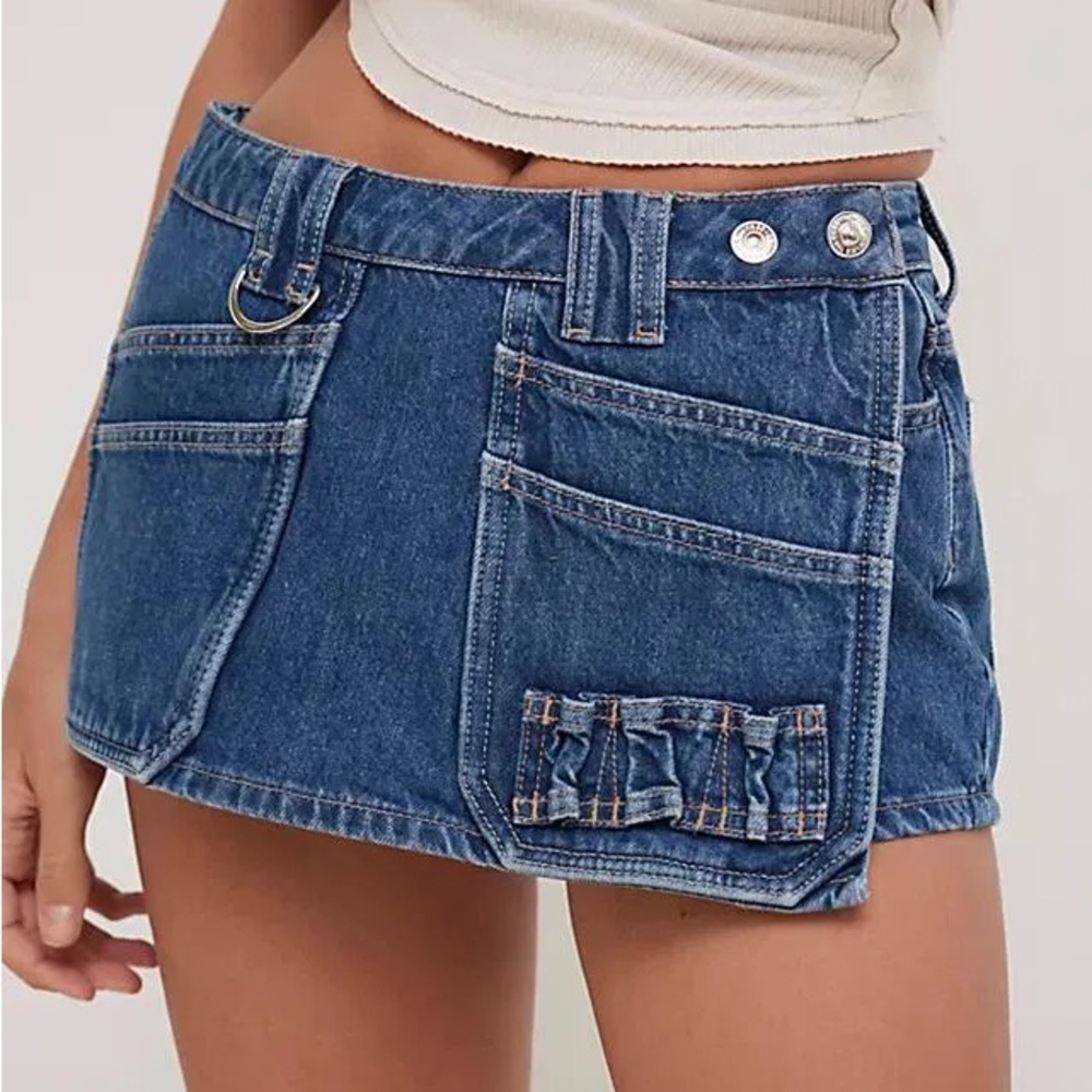 Free People x REVOLVE Adele Denim Skort in Roll With It
